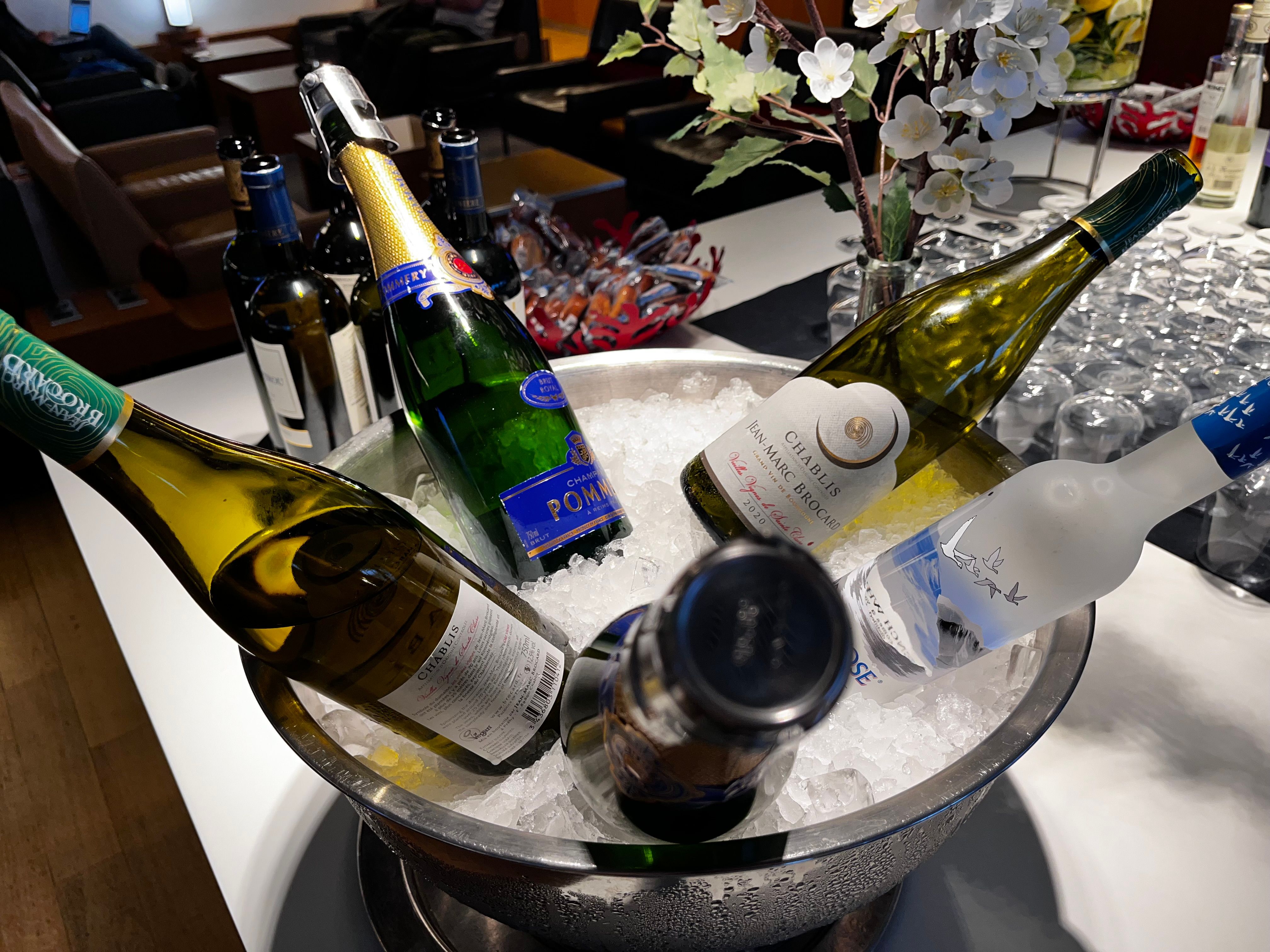 selection of wines in a wine bucket
