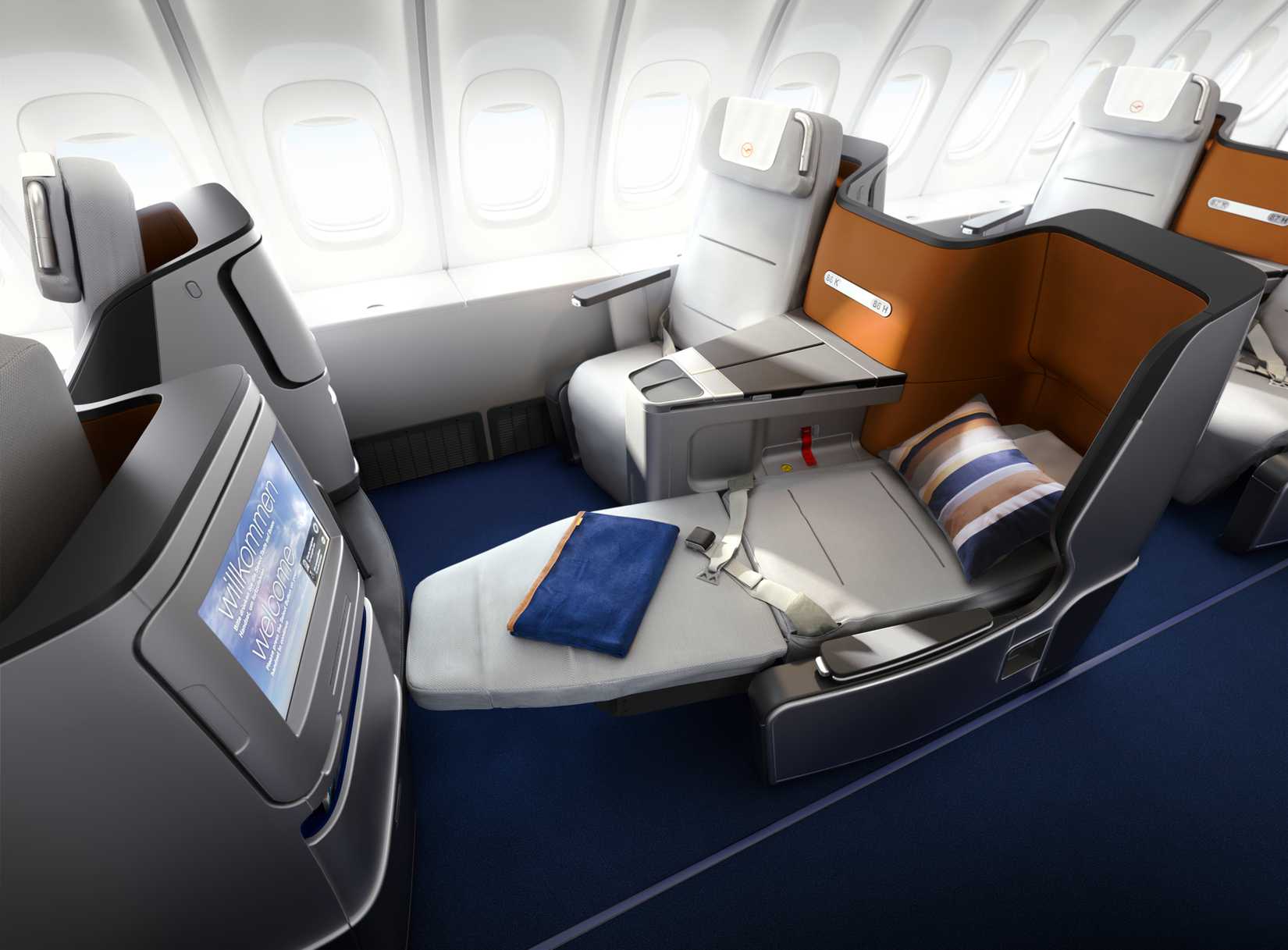 Two Lufthansa business class seats.