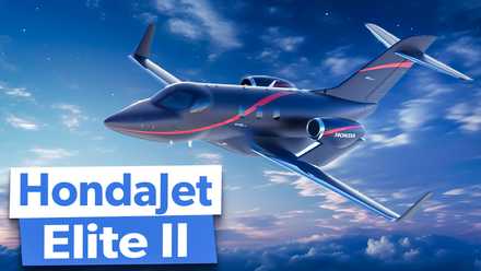 A HondaJet Elite II flying above the clouds.