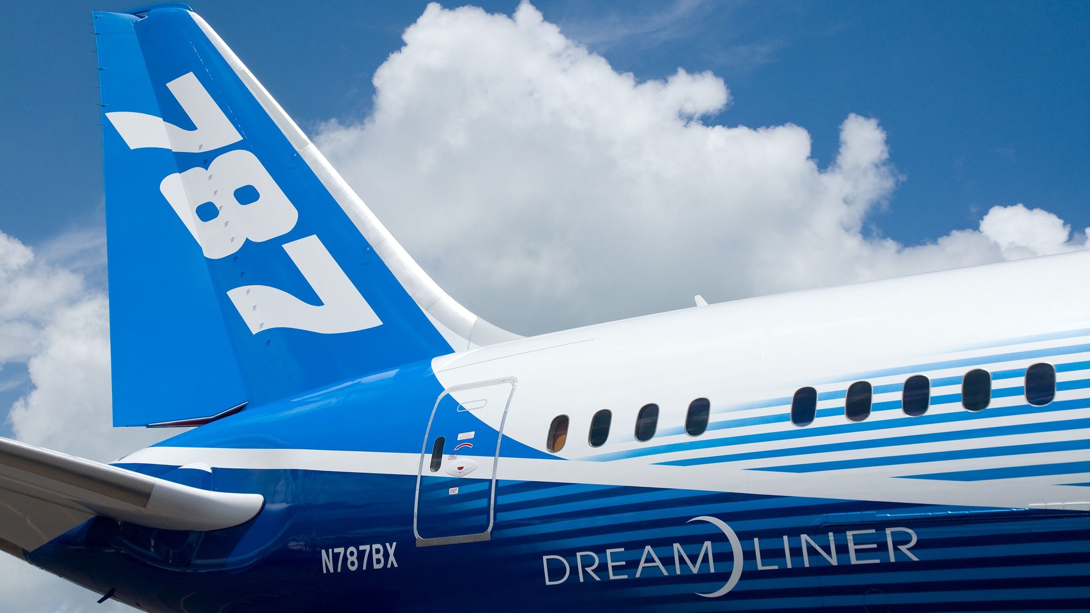 Boeing 787 with the manufacturer's livery at the Singapore Airshow in 2012 shutterstock_95618575