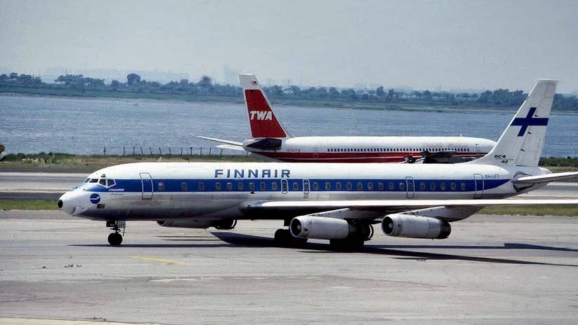 A Douglas DC-8-62CF aircraft (OH-LFT) of Finnair at John F. Kennedy International Airport (JFK/KJFK) in New York