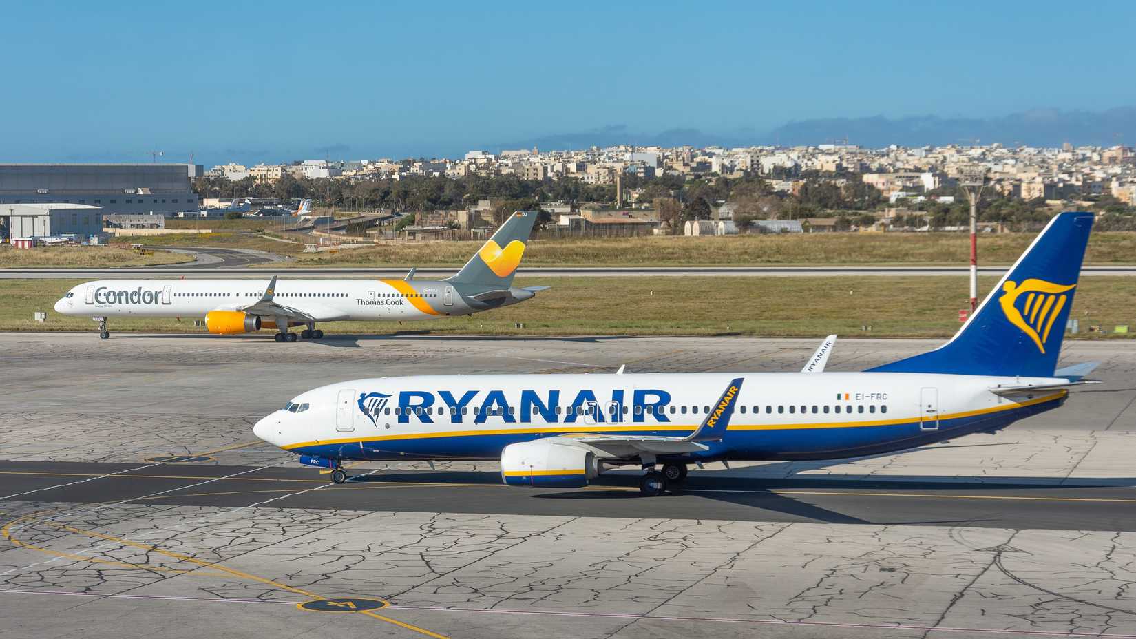 Ryanair Boeing 737-800 and Condor Boeing 757 shutterstock_1411765904