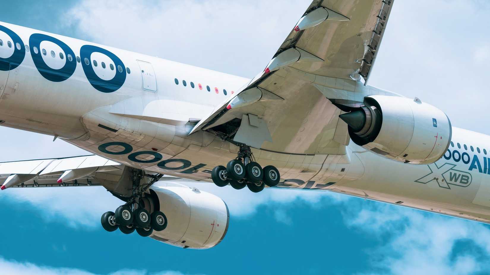 Airbus-A350-with-its-main-landing-gear-extended-at-Toulouse-Airport-TLS