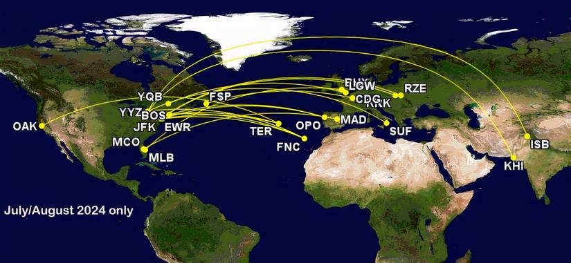 Typical Transcontinental Flight Routing Map Least Served: The 17 Transatlantic Routes From The US & Canada With ...