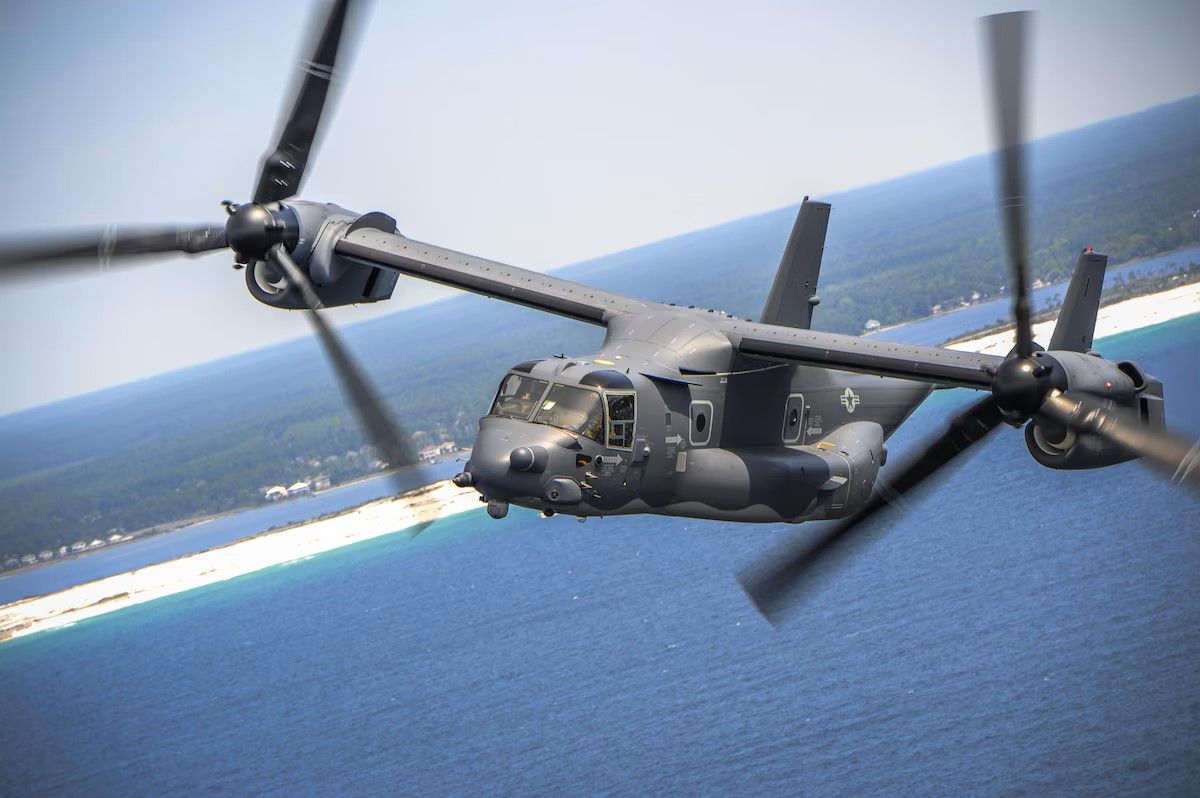 V-22 Osprey overflying a coastline (jpg)