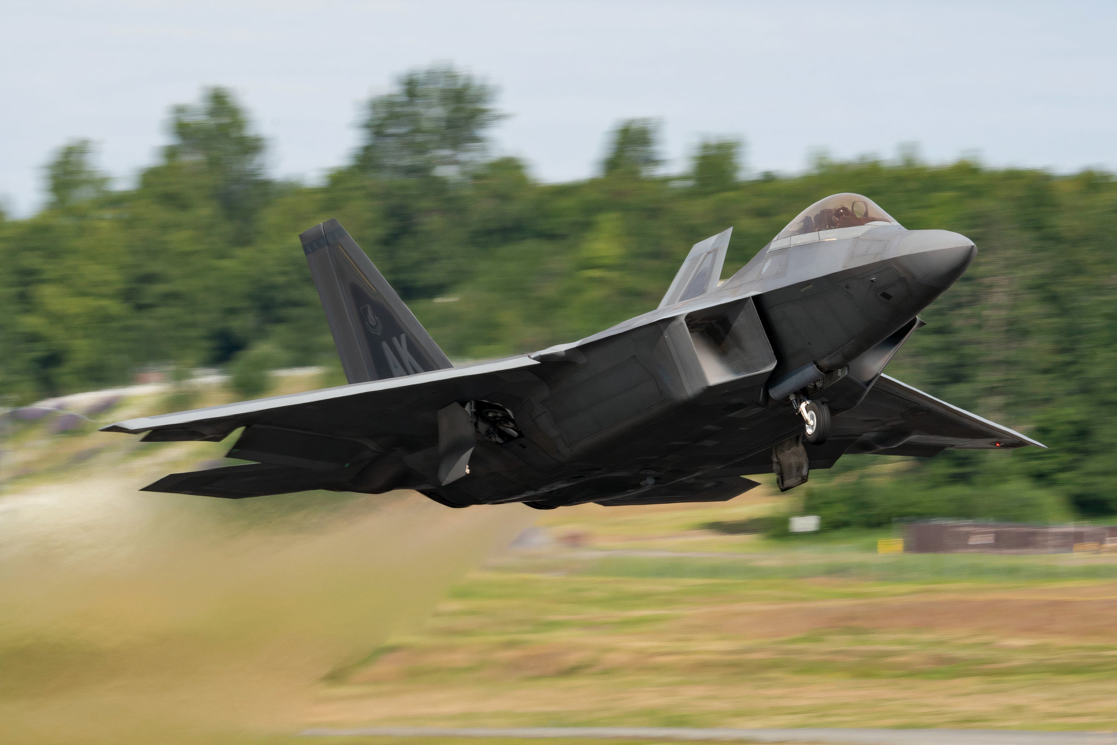 US Air Force F-22 Raptor Aborts Take Off After Tire Blowout At Kadena Air Base In Japan