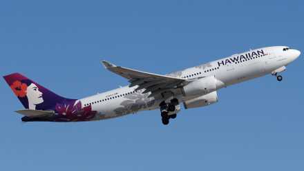 Hawaiian Airlines Airbus A330-200 (N388HA) departing from Phoenix Sky Harbor International Airport.