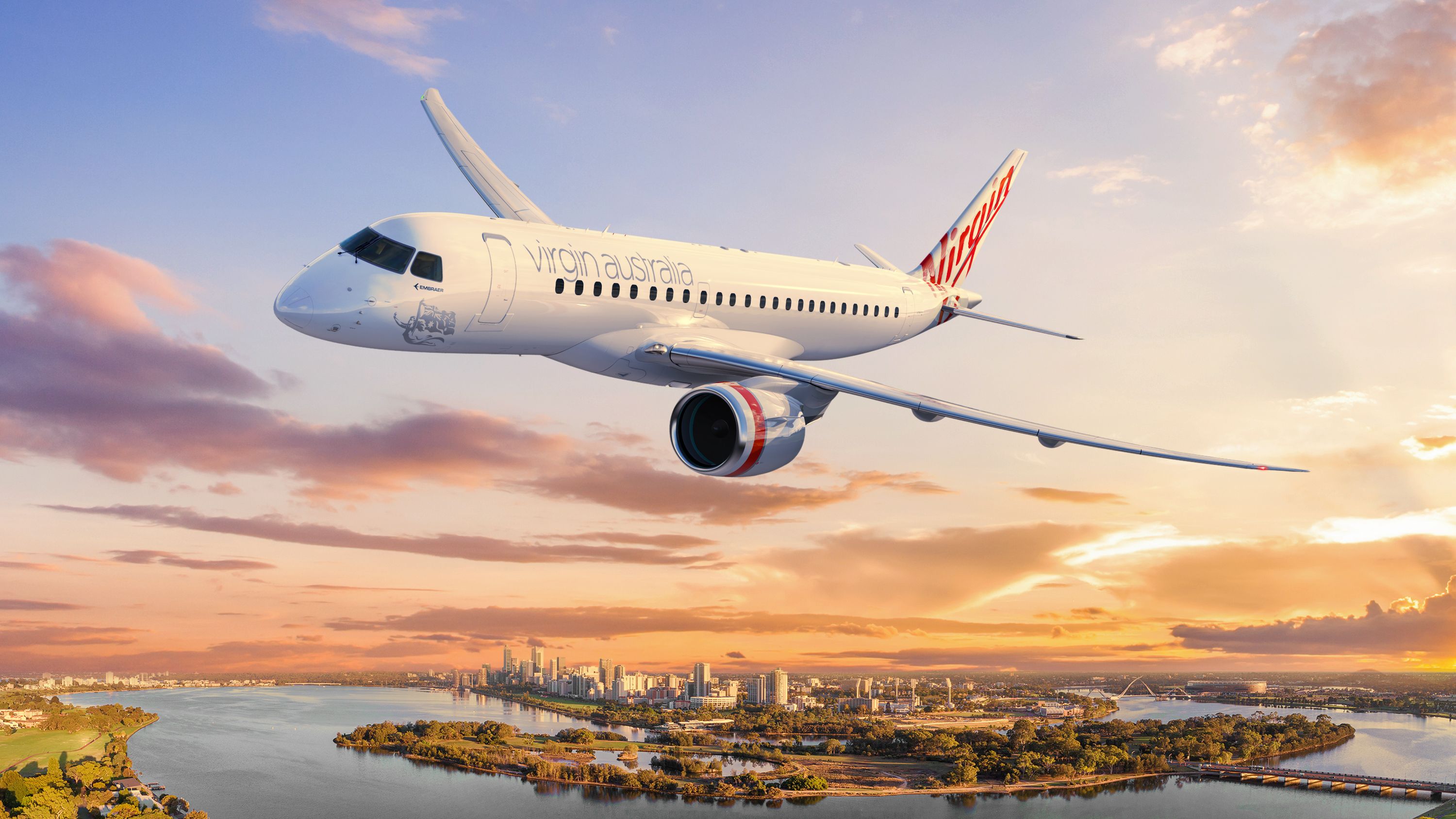 Virgin Australia's First Embraer E190-E2 Arrives In Perth After