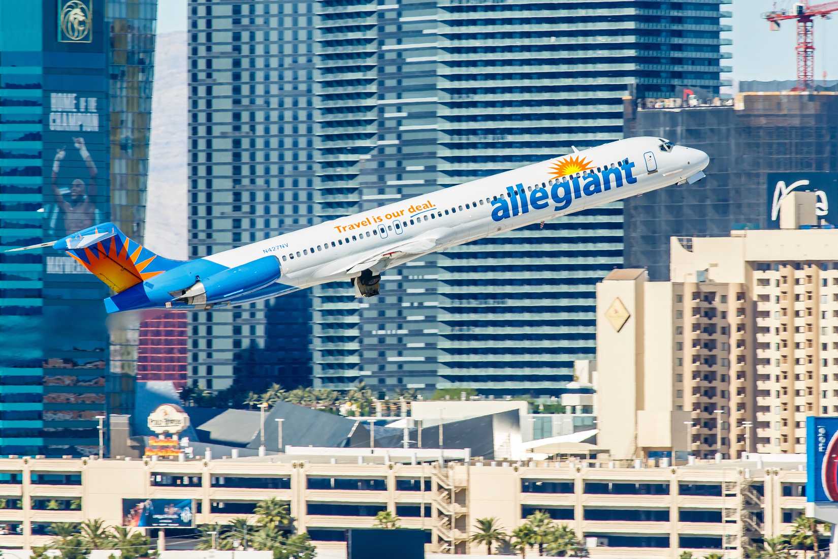 McDonnell Douglas MD-80 Allegiant Air departs from McCarran Airport in Las Vegas, NV
