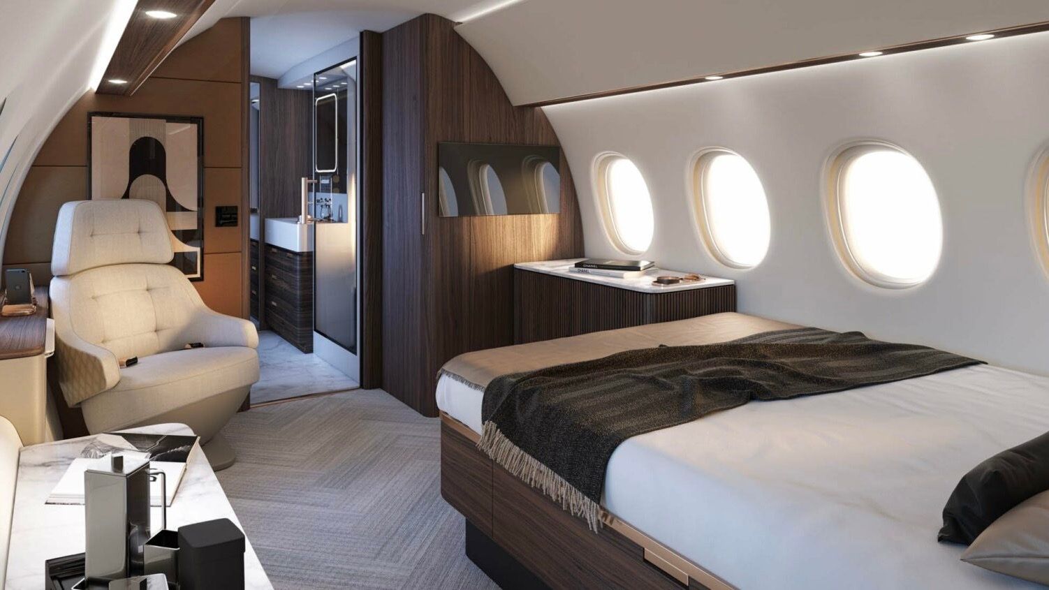 Falcon 10X cabin interior bedroom