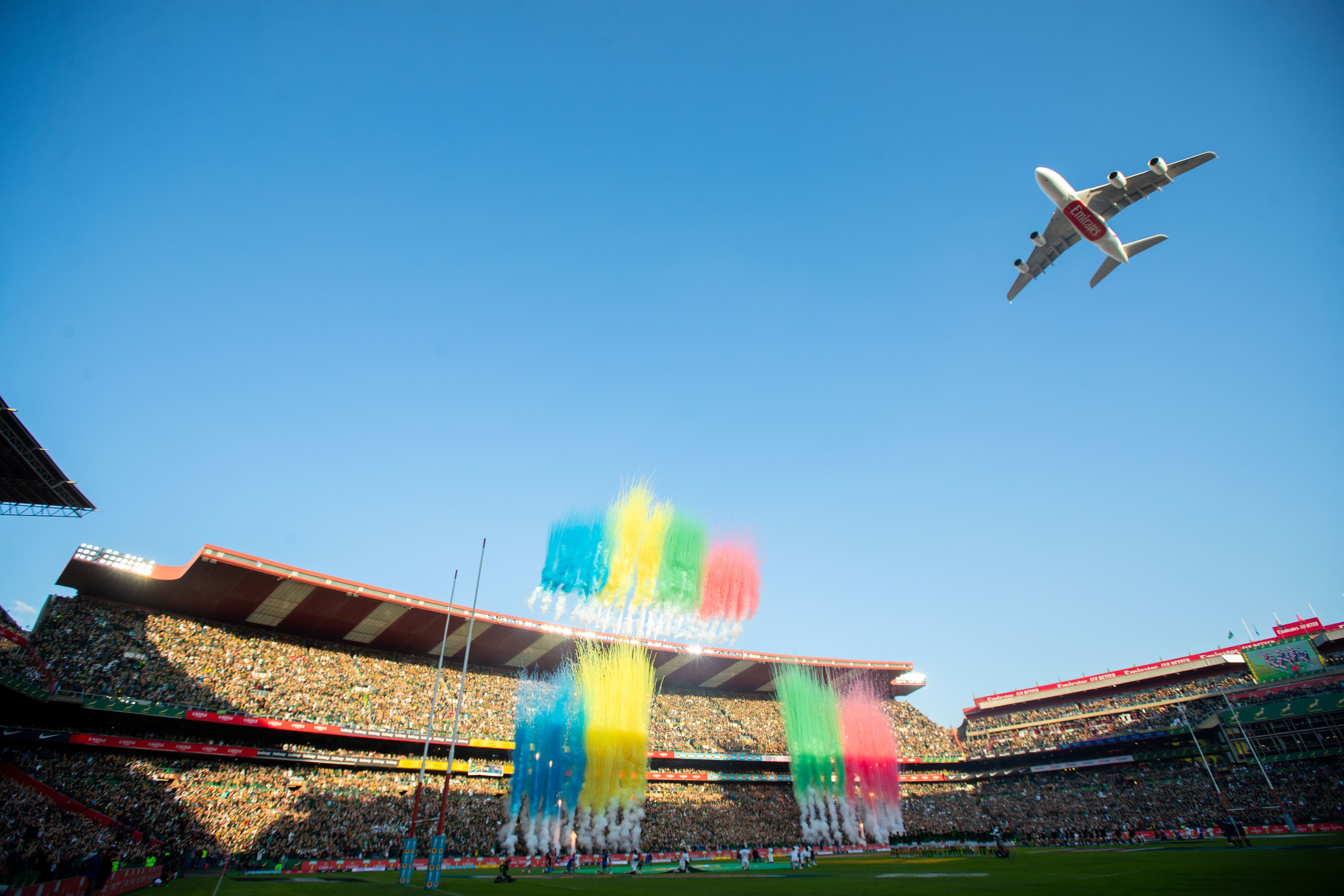 Emirates Airbus A380 Flies 500 Feet Above Springboks Rugby