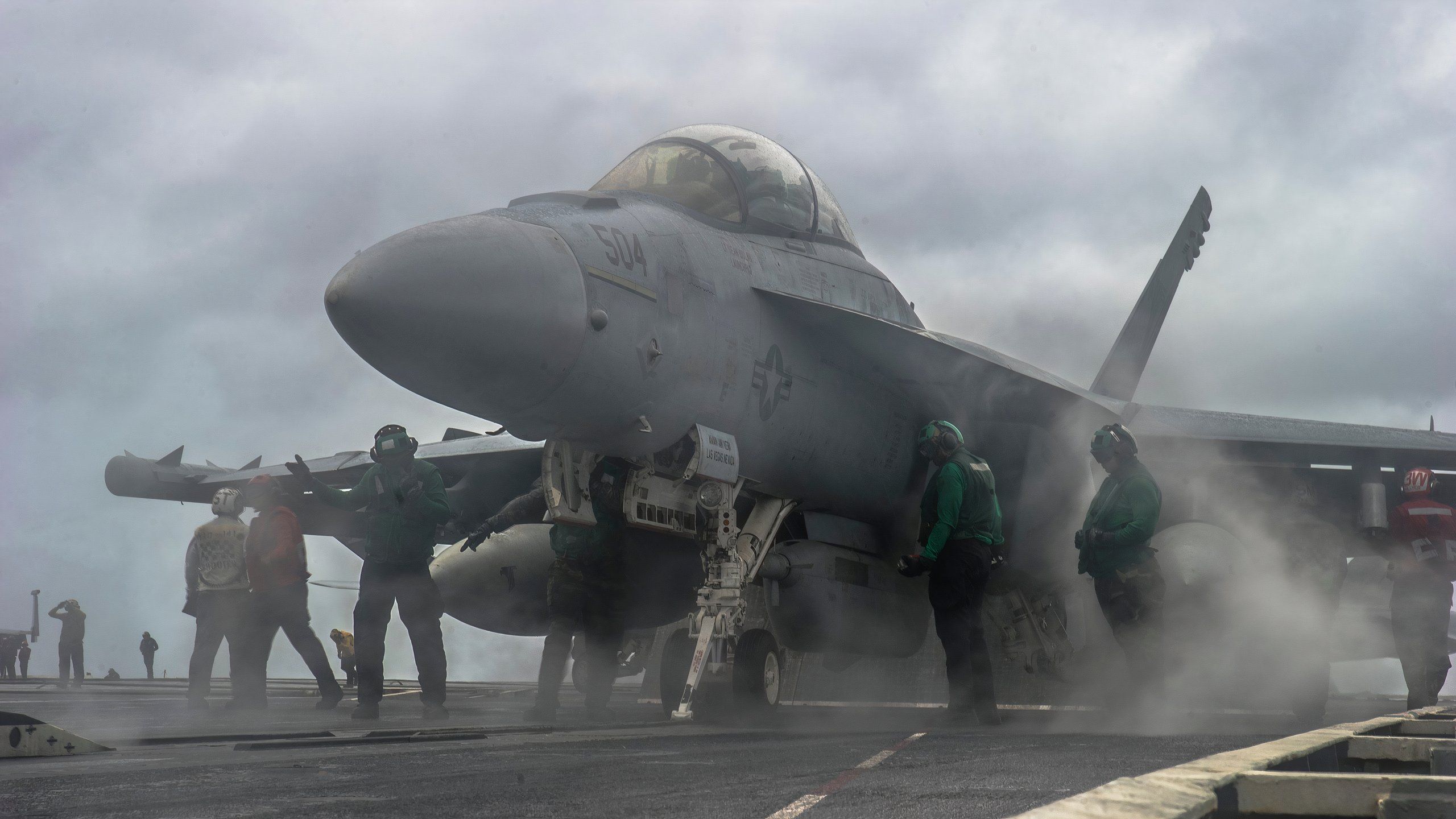 F-18 preparing to take-off.