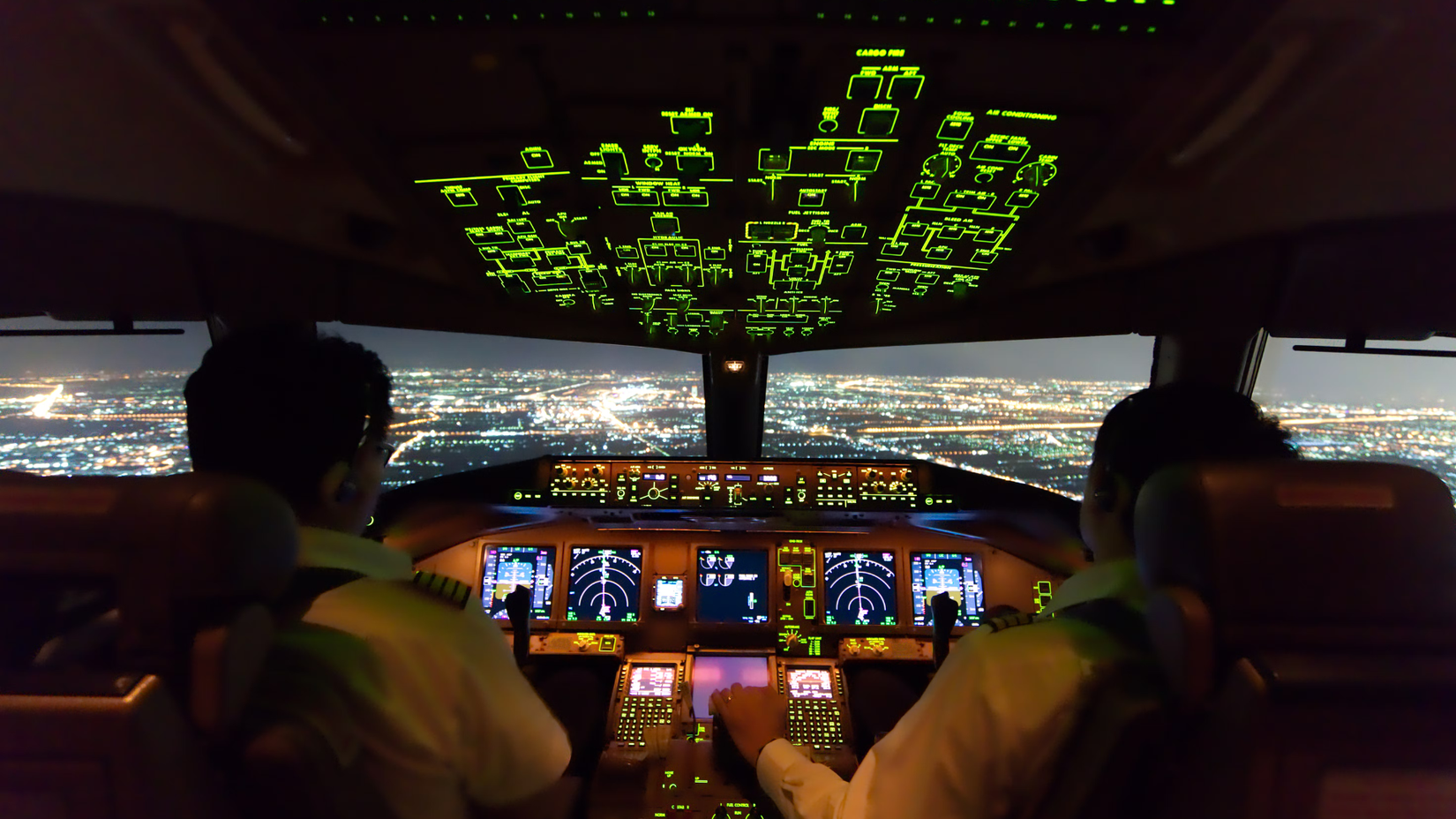 Pilots flying at night 