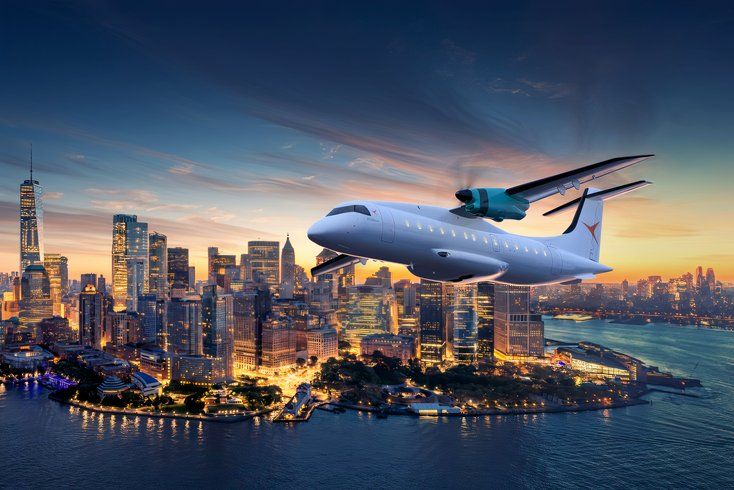 Rendering of the D328eco flying over New York