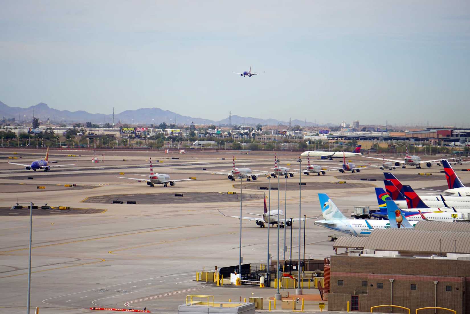Mutiple aircraft at Phoenix Sky Harbor International Airport.
