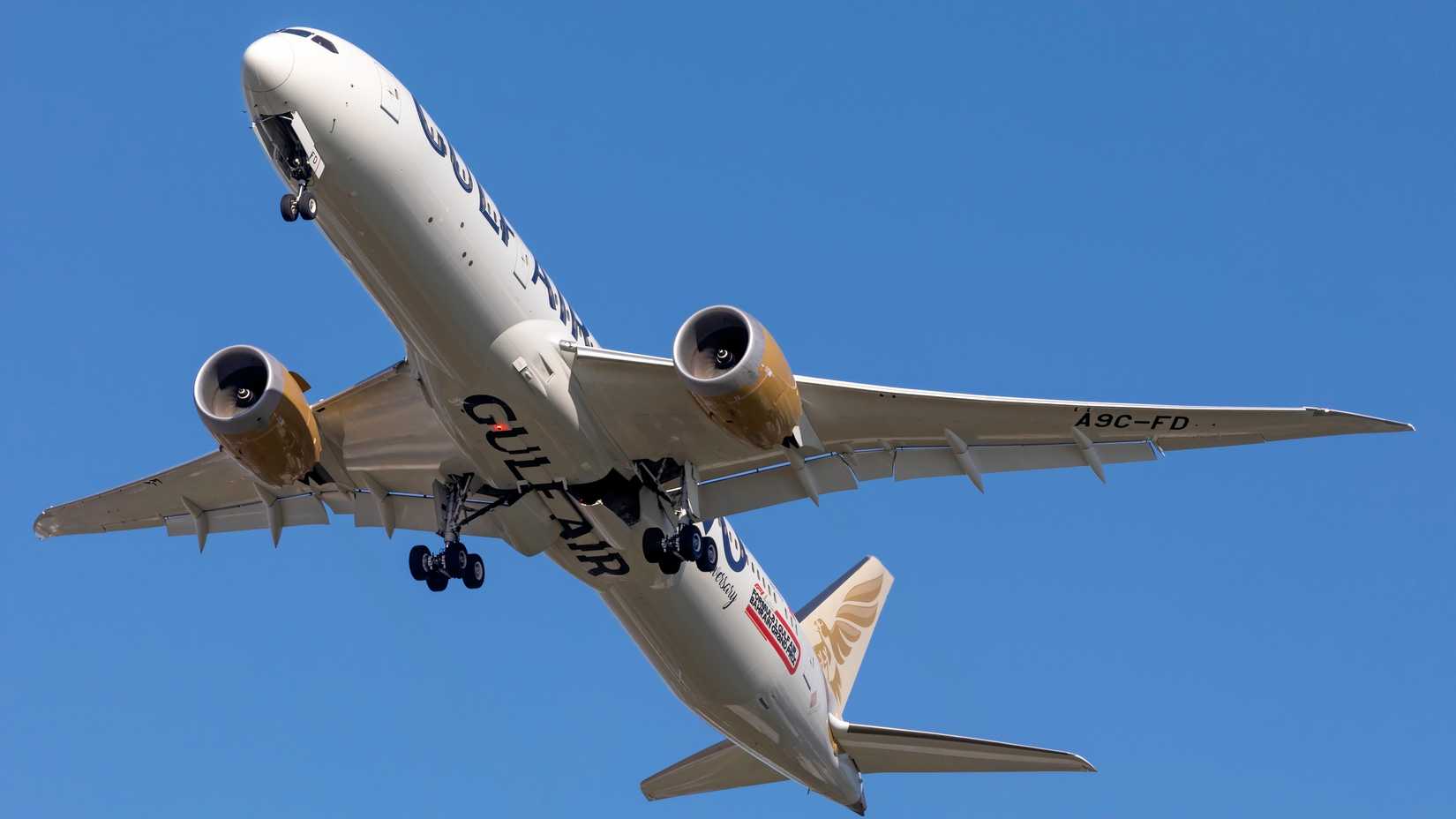 A Gulf Air Boeing 787-9 Aircraft Climbing