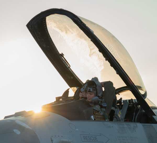 Have Glass Inside The F-16 Cockpit's Golden Bubble Canopy