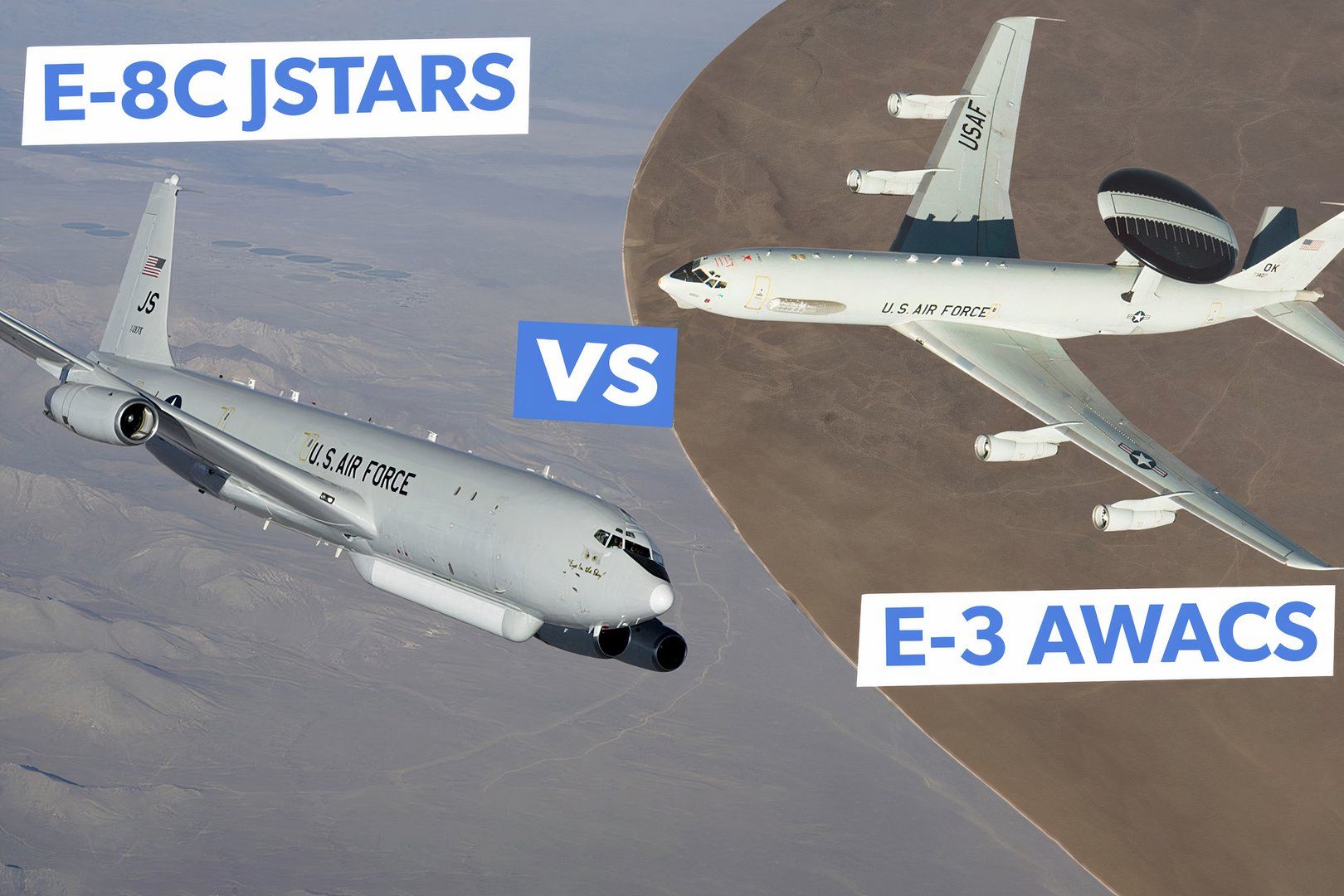 What Is The Difference Between The US Air Force E-8C JSTARS And The E-3 AWACS?