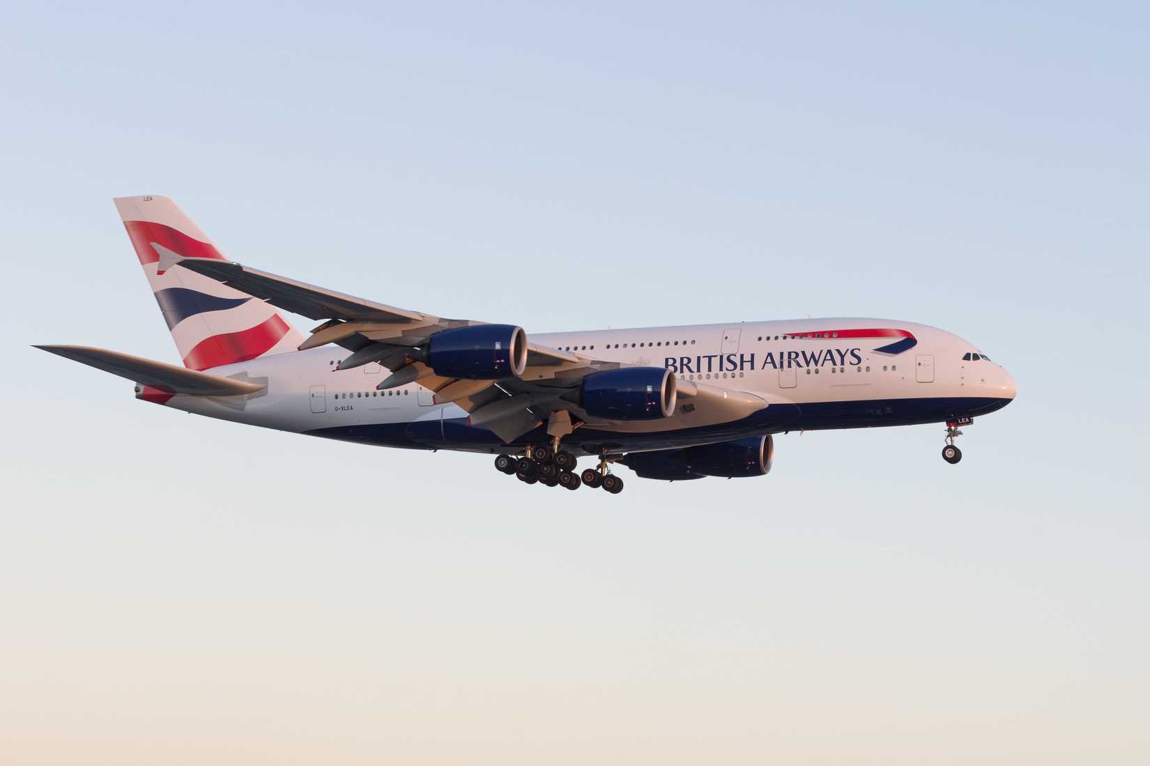 British Airways Airbus A380 landing at LAX