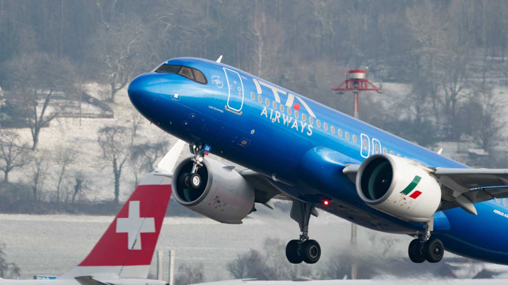 ITA Airways Airbus A320neo departing ZRH shutterstock_2424609423