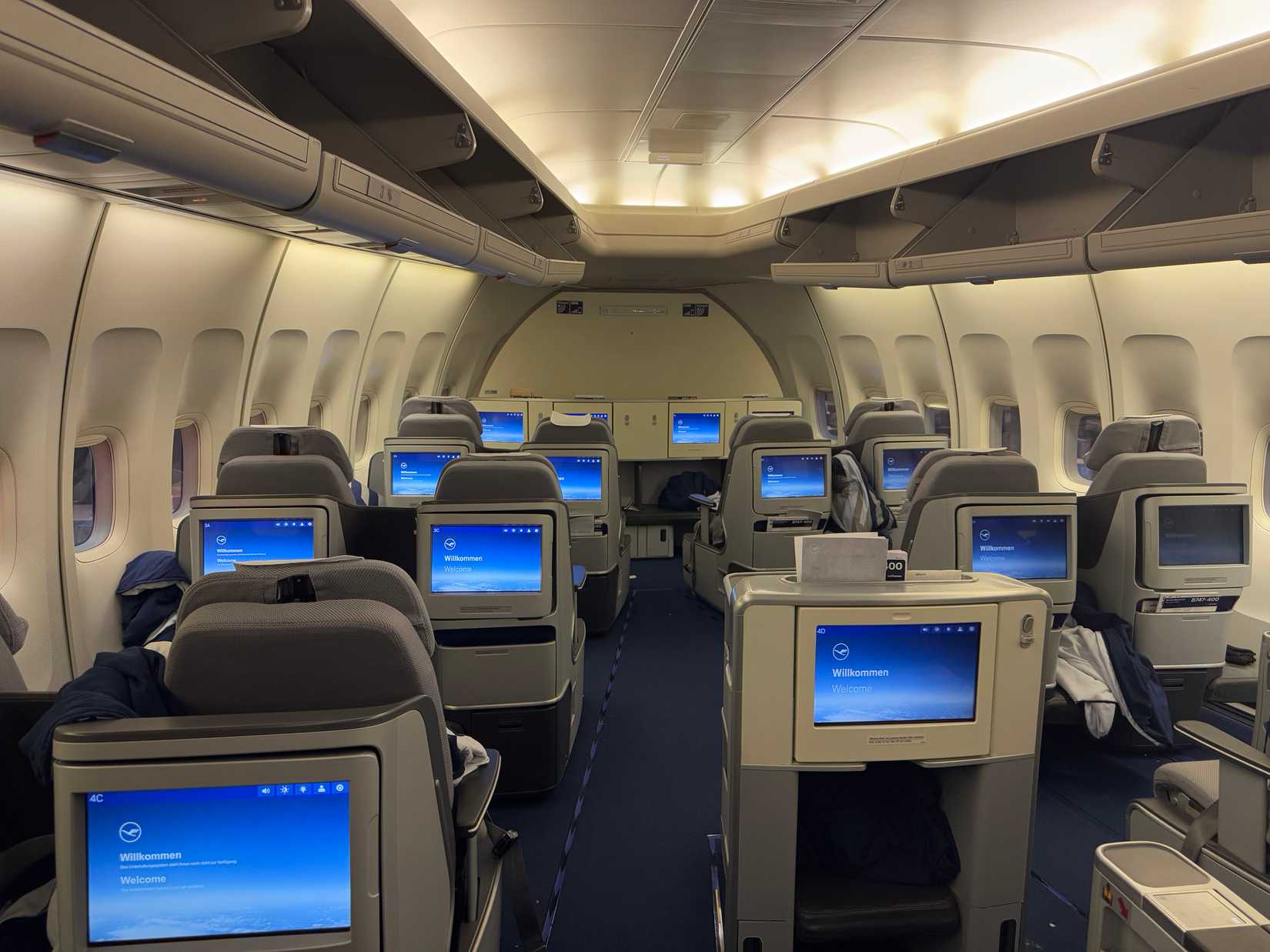 The nose cabin on a A Lufthansa Boeing 747-400