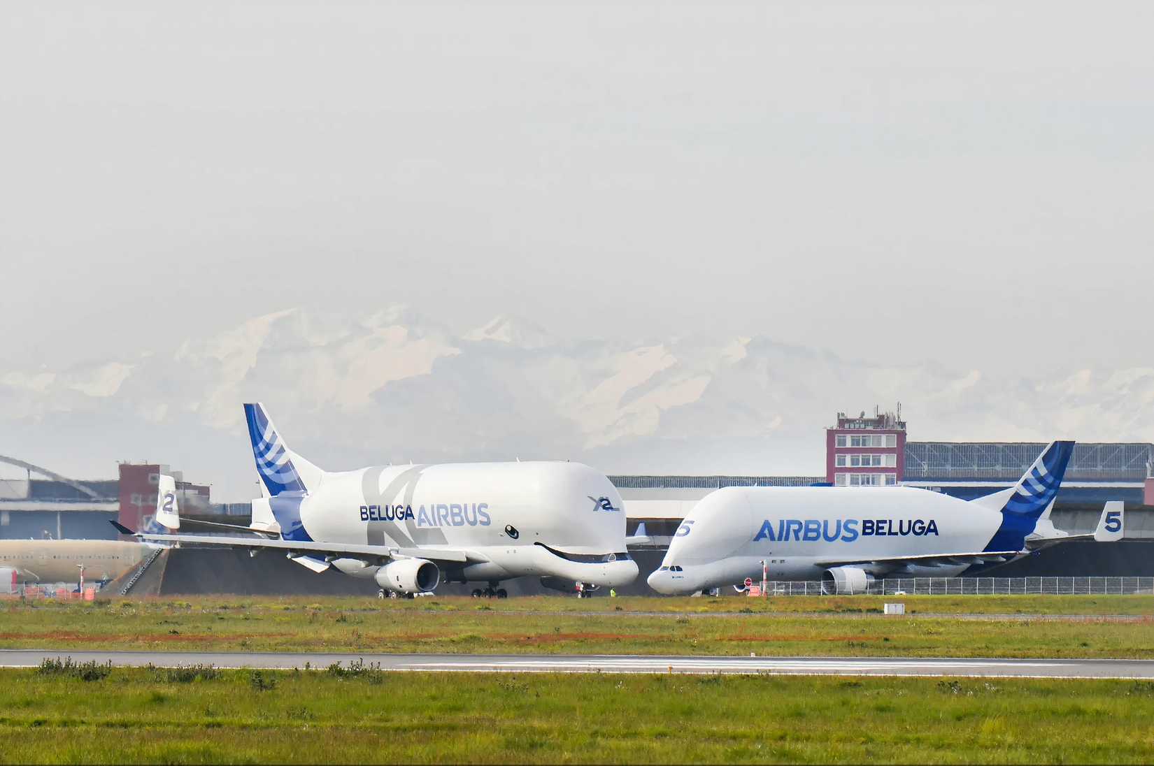 Airbus BelugaST and BelugaXL together