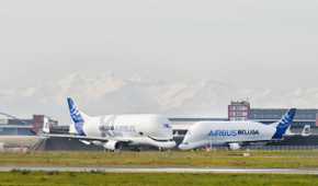 Airbus BelugaST and BelugaXL together