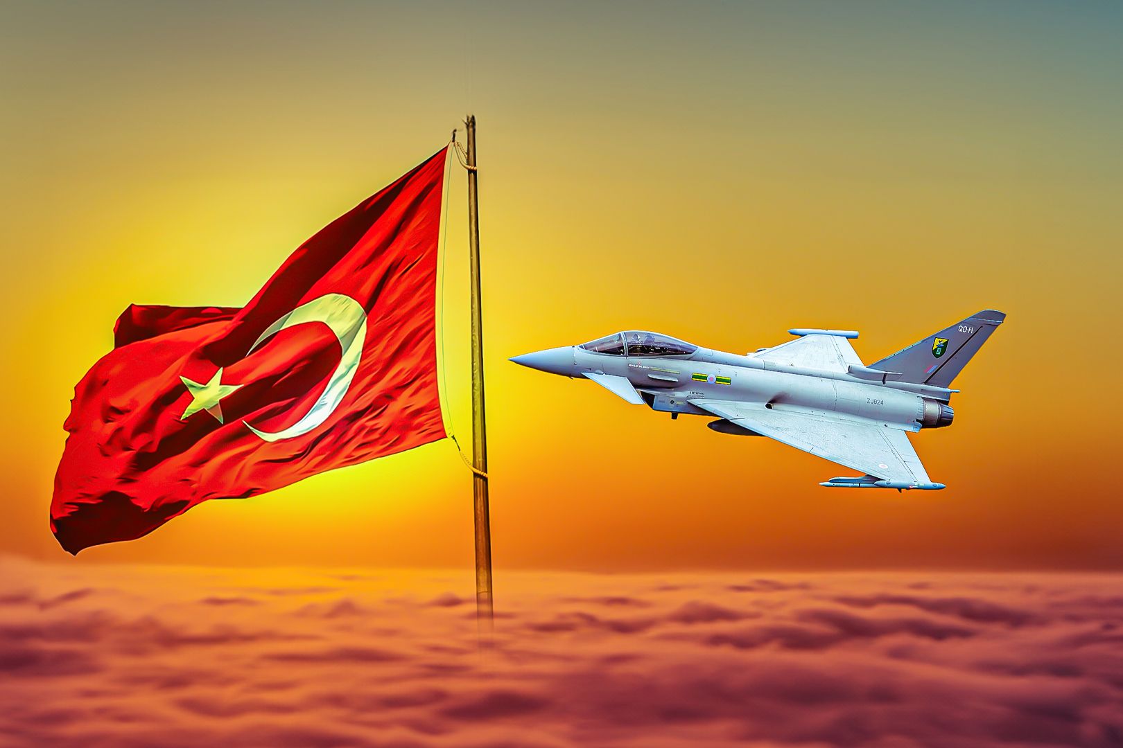 RAF Eurofighter Typhoon and Turkish Flag