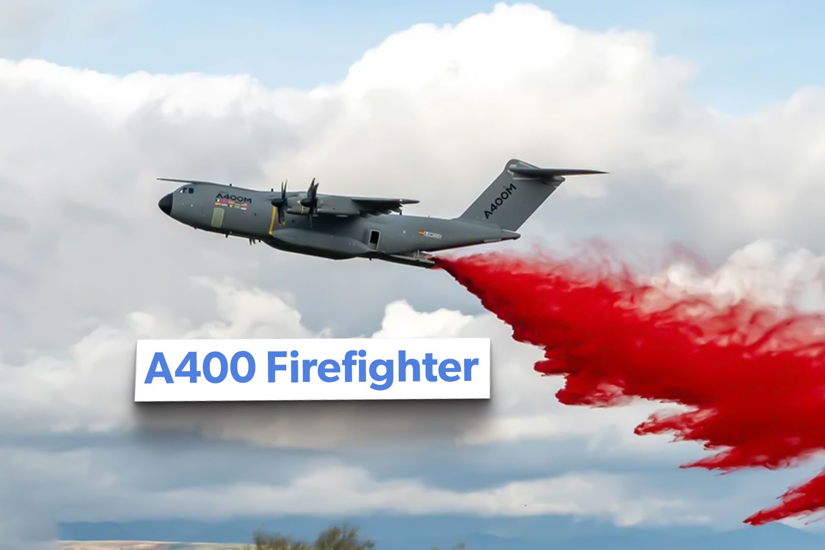 Photo of an Airbus A400M dropping fire retardant