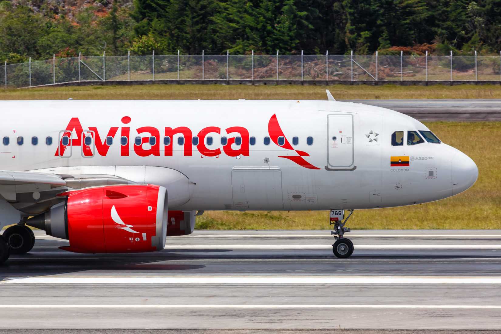 avianca Airbus A320neo taxiing in Medellin shutterstock_1872005665