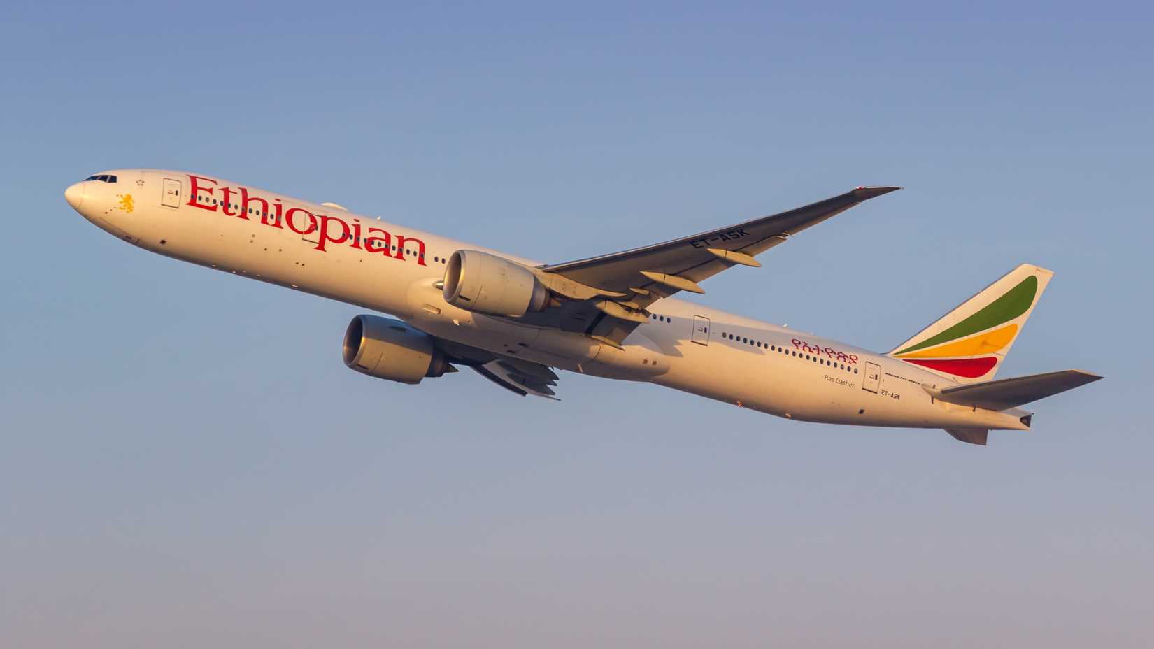 Ethiopian Airlines Boeing 777-300ER departing DXB