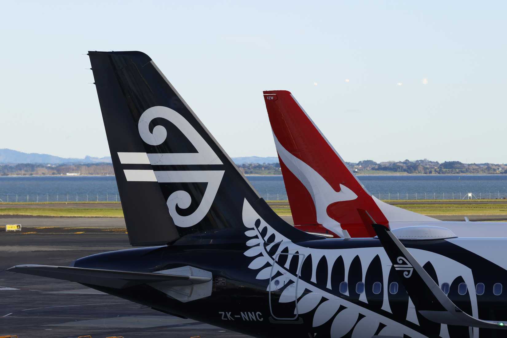 Air New Zealand and Qantas aircraft at Auckland Airport AKL