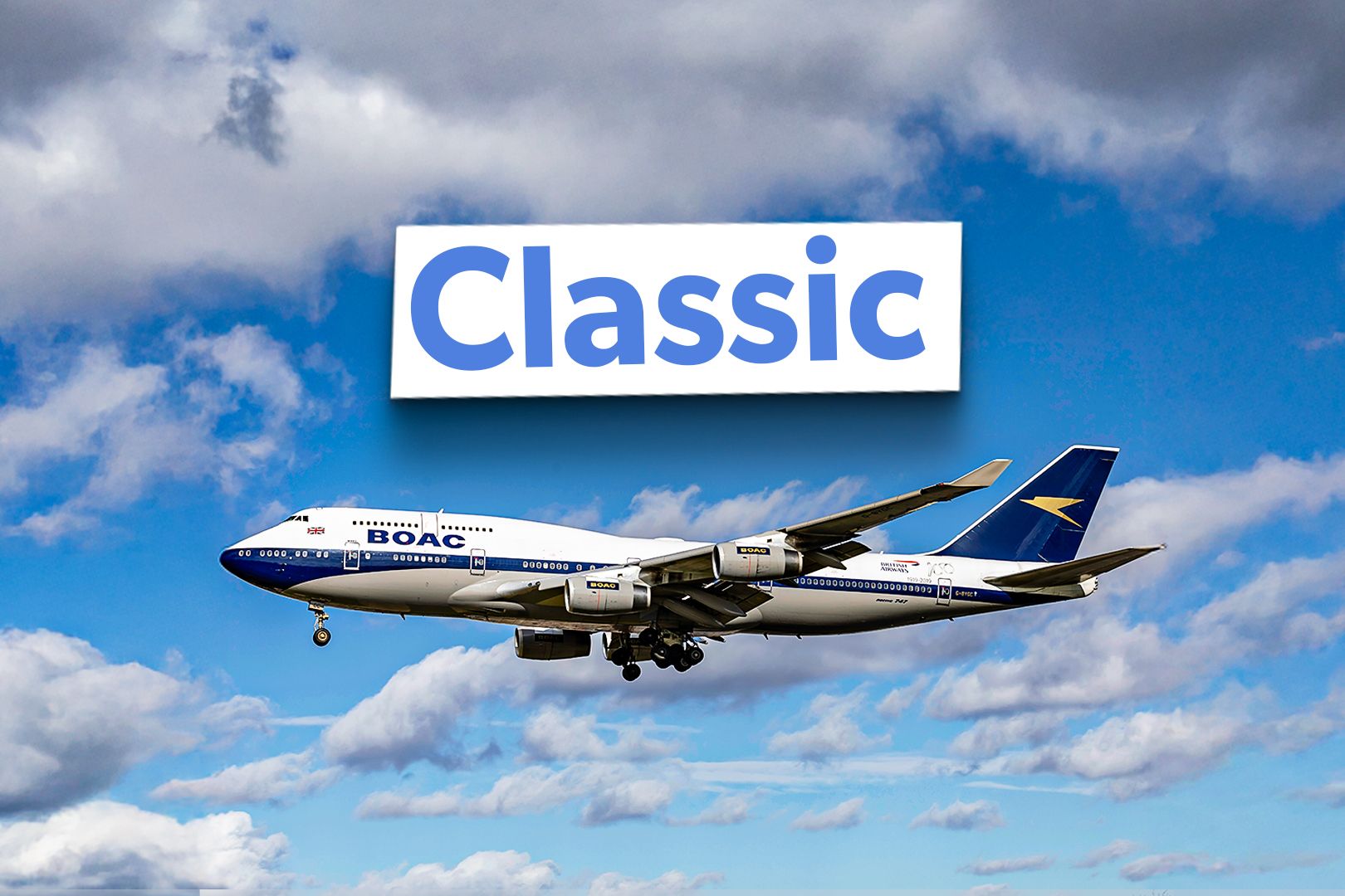 British Airways passenger aircraft, G-BYGC a Boeing 747 - 436 with BOAC 100 years anniversary