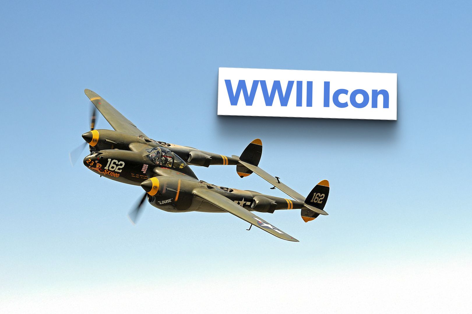 Vintage P-38 Lightning flying