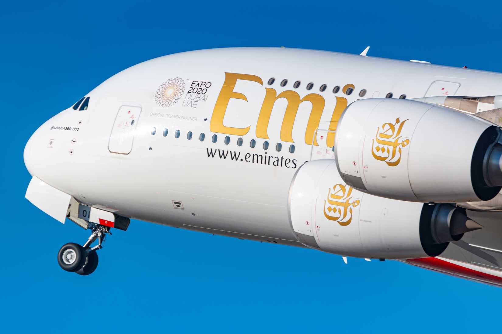 Emirates Airbus A380 departing