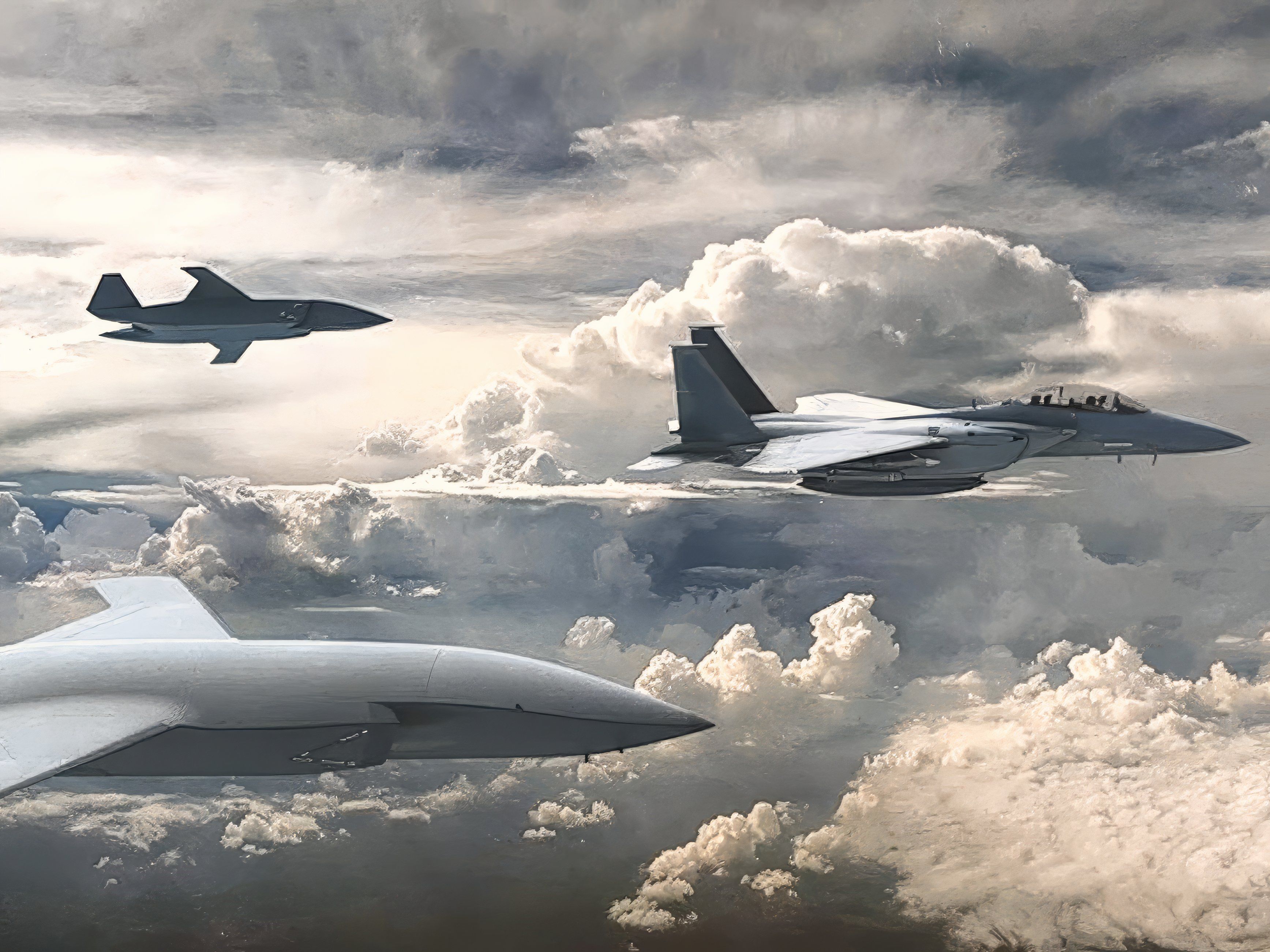 Boeing F-15 with MQ-28 Stingray CCAs