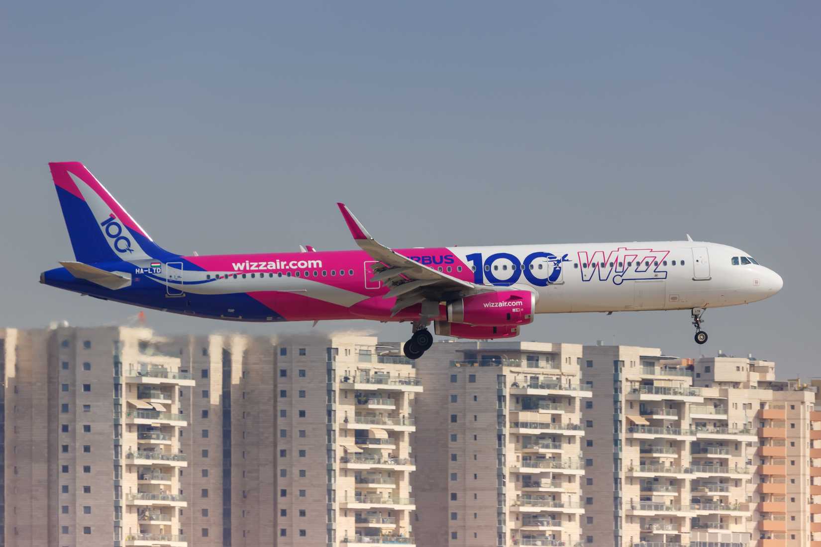 Wizz Air Airbus A321 landing at Tel Aviv Ben Gurion International Airport TLV shutterstock_1477423670
