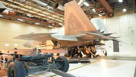 170821-F-ZZ896-1071 - The 3rd Maintenance Group holds their quarterly safety training day Aug 21, 2017 at Joint Base Elmendorf-Richardson, Alaska. The 90th Aircraft Maintenance Unit’s, Tactical Aircraft Maintenance Section was able to use the day for a scheduled F-22 Raptor engine change while training and qualifying six new Airmen on how to do it.