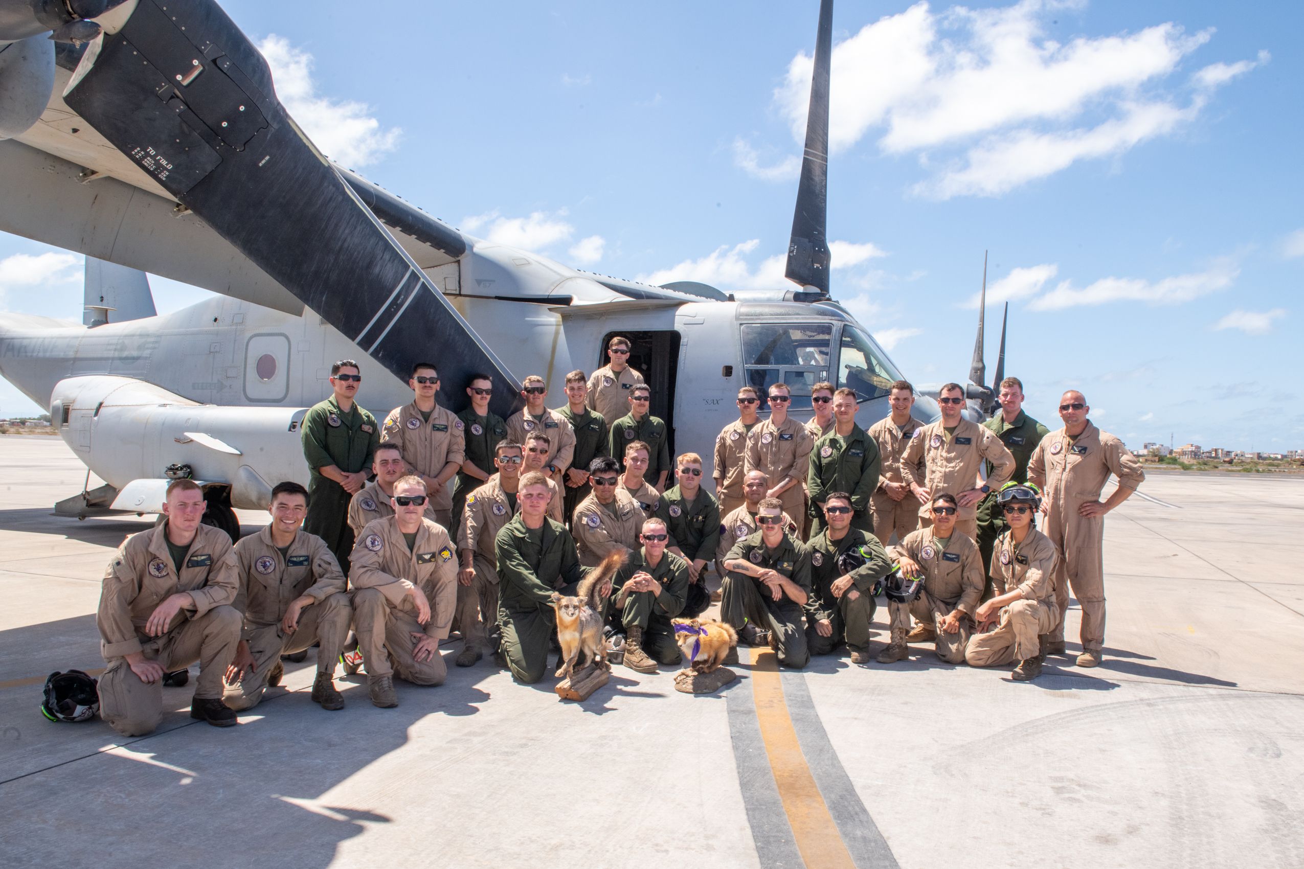 7845729 - VMM-364 Purple Foxes posing with V-22 