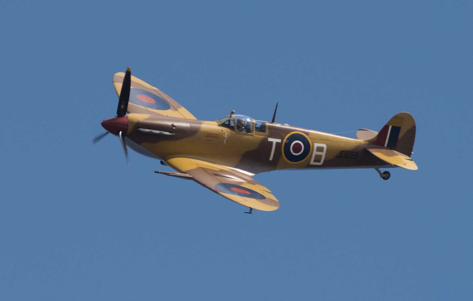 A pilot demonstrates the capabilities of the VS Spitfire during the 2018 Royal International Air Tattoo (RIAT) on July 14, 2018