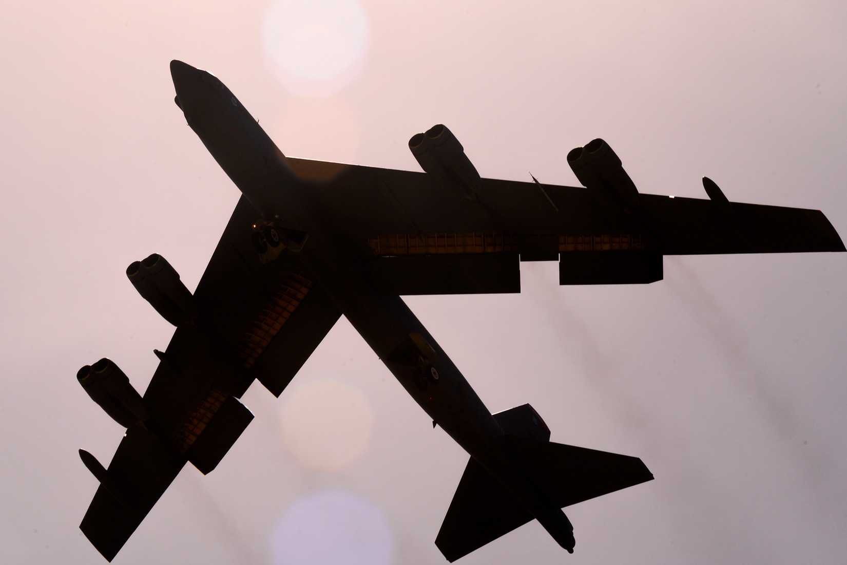 Air Force B-52H Stratofortress assigned to Barksdale Air Force Base, Louisiana., lands at Andersen Air Force Base, Guam