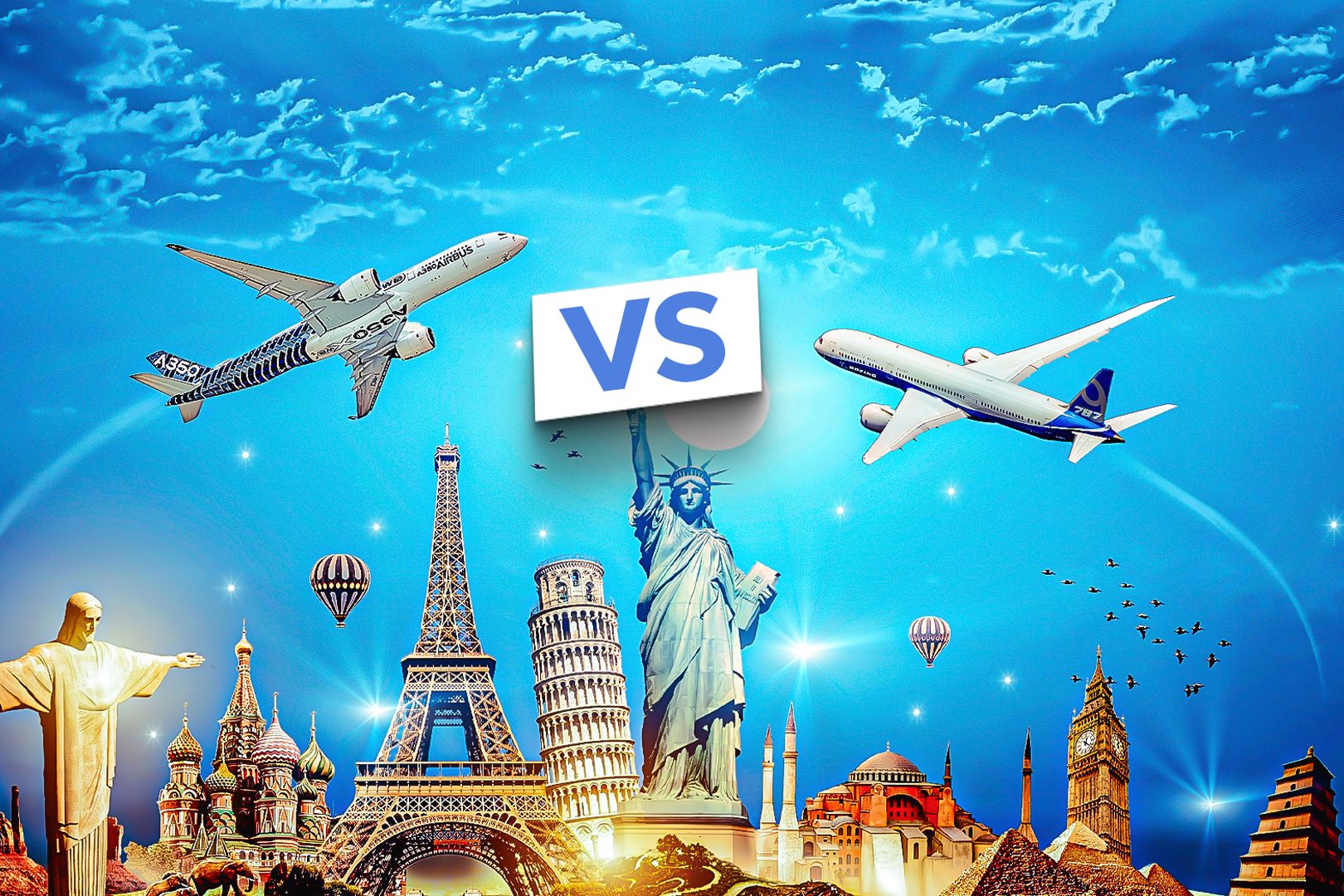 Boeing 787 and Airbus A350 flying