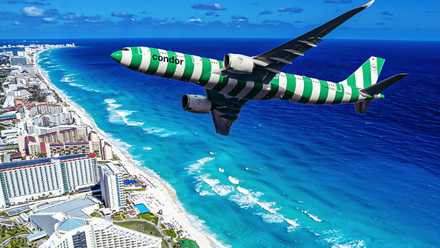 Condor A330 flying over Cancun