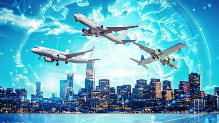 Passenger aircraft flying