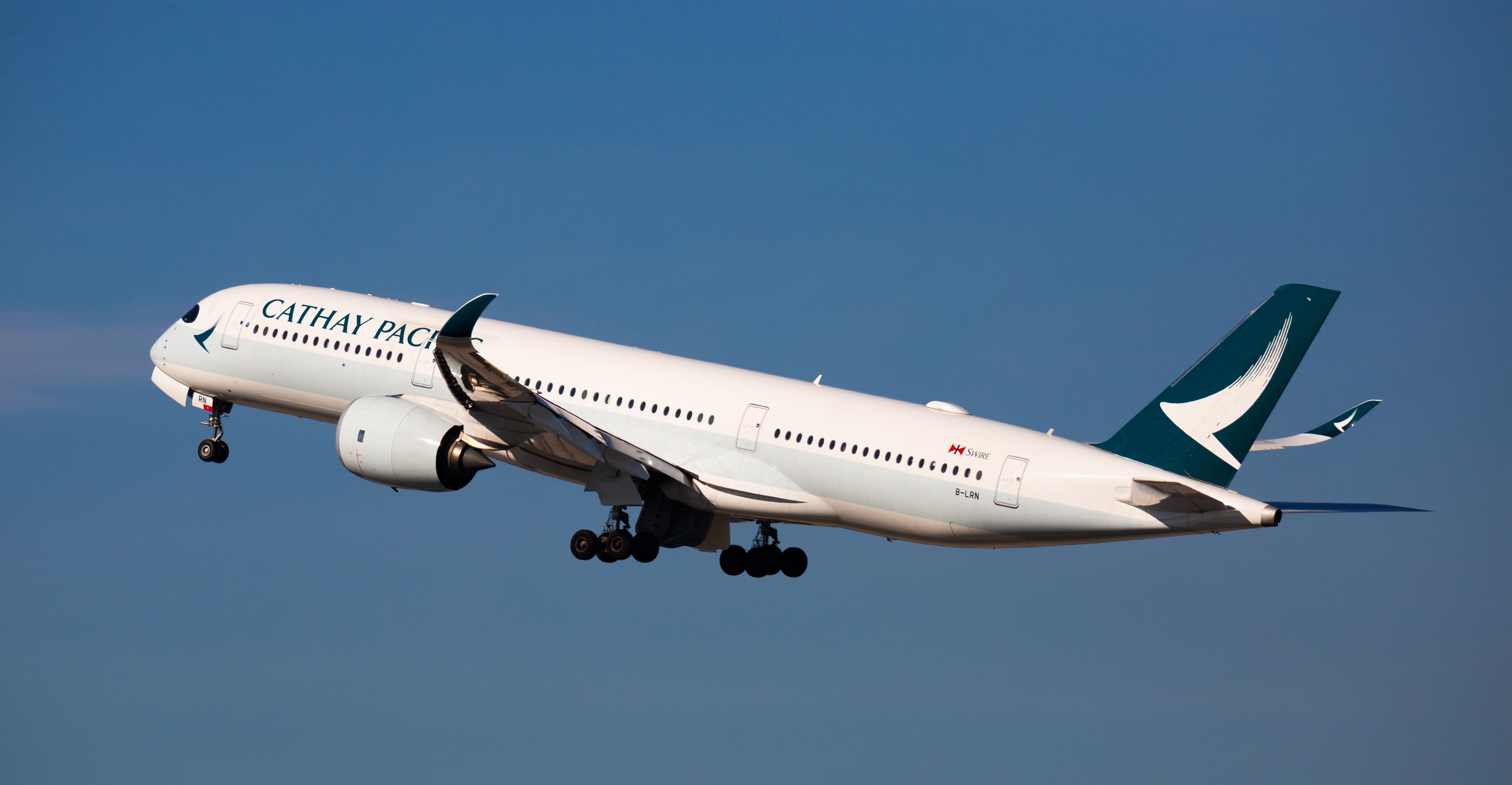 Cathay Pacific Airbus A350-900 departing BCN