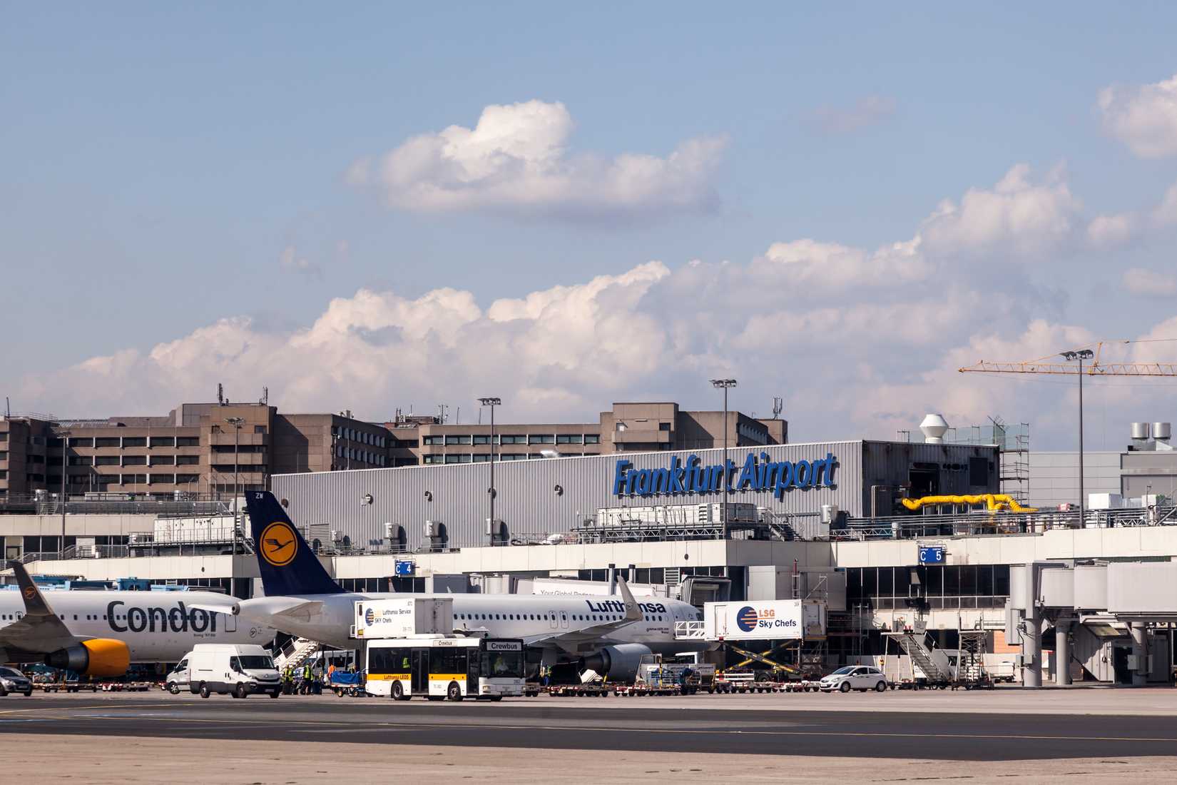 Condor and Lufthansa aircraft at Frankfurt Airport