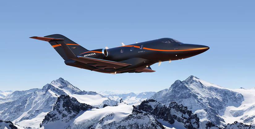 Honda, HondaJet in flight in German