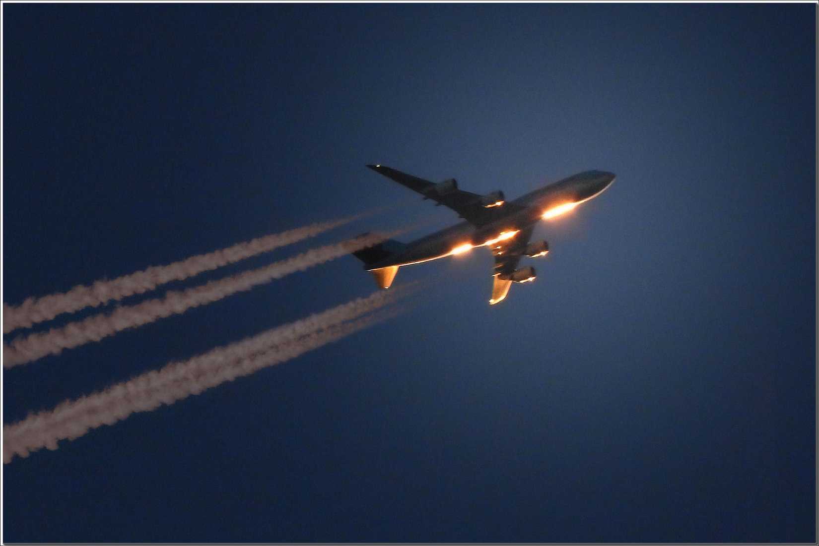 K Bahr, Flickr. 74 in flight ast dusk.