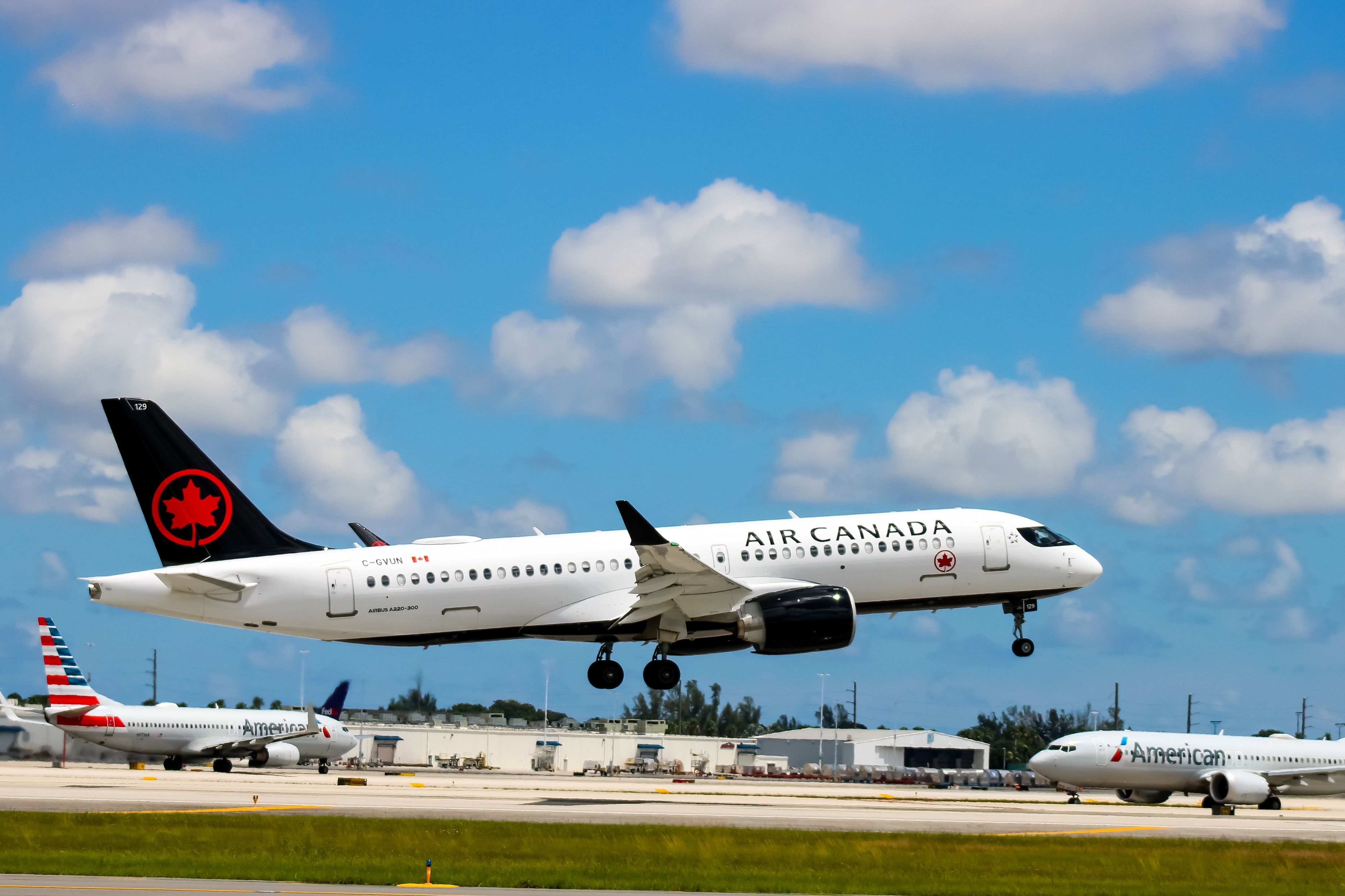 Air Canada Airbus A220-300 landing at MIA 