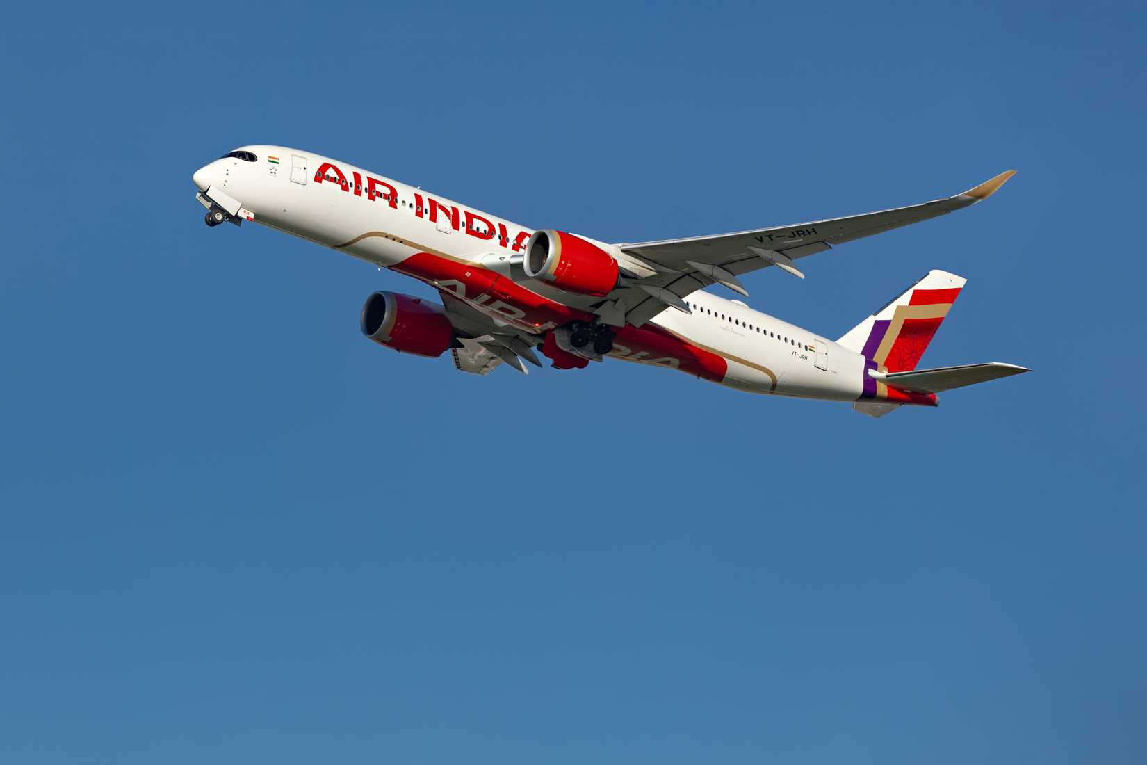 Air India Airbus A350-900 departing London Heathrow Airport LHR